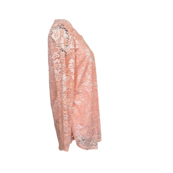 GRACE KARIN Peach Lace Long Sleeve Tunic Blouse Top Size S Coquette Office NWT - Picture 3 of 7